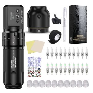 Dragonhawk Fold Pro Wireless Tattoo Kit justerbara slag Tattoo Machine Cartridge TZ-032