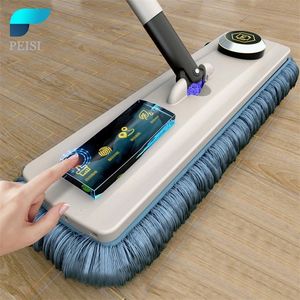 MOPS Peisi Magic Samo-Cleaning Extrusing MOP Ultrafine Fibre Rotating Flat Mop używany do czyszczenia podłóg domowych narzędzia do czyszczenia gospodarstwa domowego Akcesoria łazienkowe 230412