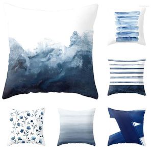 Poduszka nordycka rozmazanie poduszki bielizny wiatr niebieski mały świeży abstrakcyjny sofa okładka biurowa prosta kwadratowa poduszki prezent