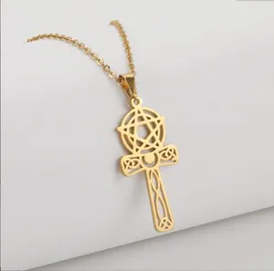 Pendant Necklaces 1PC Cross Star Necklace Chain Supernatural Amulet Jewish Gift For Woman Man Stainless Steel Jewelry F1355