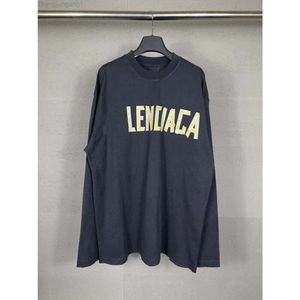 24ss moletom com capuz balanciaga paris novo clássico b casa fita adesiva puxar impressão lavagem desgastada camiseta de manga longa velha