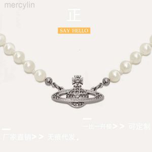 デザイナーViviene Westwoods Empress Dowager West Necklace Women's Full Diamond Saturn Pearl Neckain Choker汎用ライトラグジュアリーカラーチェーン