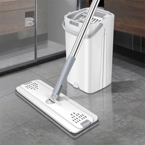 Mops 360° mop pulizia orientabile rotante con secchio piano microfibra acciaio inox accessori casa strumento pulizia 230412