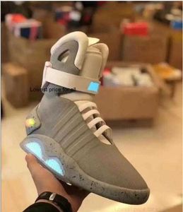 2023 Novos Tênis Air Mag Autênticos Marty Mcfly's air mags Back To The Future Marty Mcfly Led Boots Mens Lighting Black Red Grey Martys McFly's Led With Box