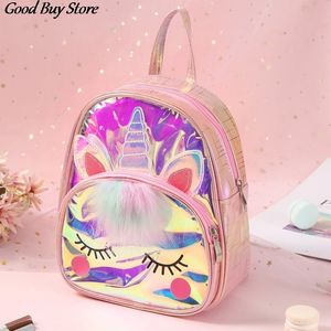 Bolsas de bolsas de pvc a laser de pvc, crianças, crianças unicórnios de unicórnio mochila fofa mochilas adoráveis ​​mochilas de animais Mini Cartoon Burse 230412