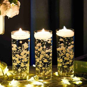 Ljus konstgjord pärla sträng markerar pärlsträng för flytande ljus bröllop mittpiece bordsfest girland dekoration