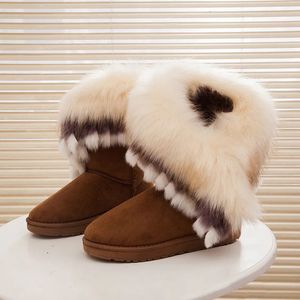 Stiefel Frauen Pelz Stiefel Damen Winter Warme Knöchel Für Schnee Stil Roundtoe Slip Auf Weibliche Flock Boot 231113