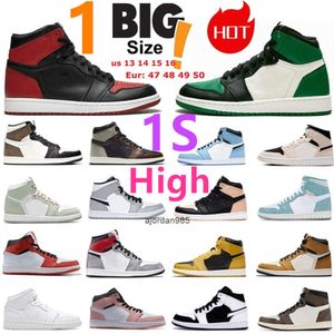 2024 Dark Mocha 1 1S High Bred Banned Basketball Shoes Big Size 14 15 16 Heritage Reverse Shattered Backboard Designer Sneakers Panda Royal Men Större storlekar 48 49 50