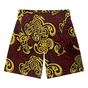 Mäns shorts polynesiska tribal fijianska totem tatuering fiji tryck basketboll män färg lapptäcke löst sportgymmshes andas andas