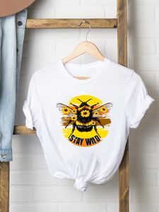 Kadın Tişörtleri Çiçek Arı Trendi Güzel Kısa Kollu Bayanlar Günlük Giyim Kadın Giysileri Moda Kadın Grafik Tee Baskı Tişörtleri