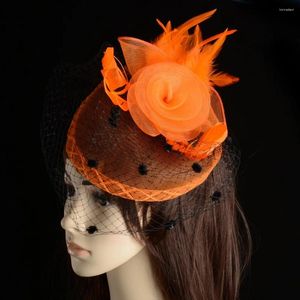 Haarspangen Erwachsene Mode Fascinator Französisch Schleier Feder Stirnband Frauen Bräute Floral Tiaras Gericht Kopfbedeckung Dame Rennen Tovenaar