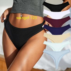 FINETOO Women Cotton Thongs Breathable Low Rise Bikini Lady Panties G string Panty For Girl Womens Sexy Underwear
