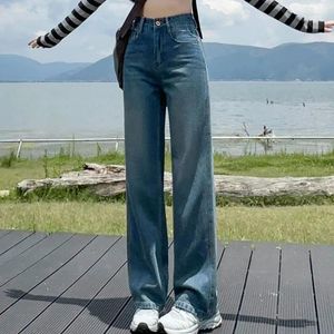 Calças de brim femininas para mulher solta reta alta estiramento design moda quatro temporada marca chegada calças jeans