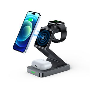Portabel 3 i 1 trådlös laddningsstativ för iPhone 15 14 13 Pro Max Apple Watch Ultra 2 9 8 7 Holder Magnetic Fast Charging Station