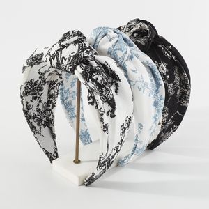 Trendiga svartvit akvarell Topknot pannband Hårtillbehör för kvinnor Midnoted hårband Tiara Huvudbonader