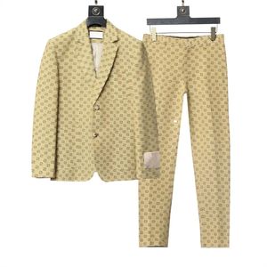 Mens Suits Blazers Fashion Casual Boutique Double Breasted Solid Color Business Suit Jacket Trousers Pants 2 Pcs Set Coat