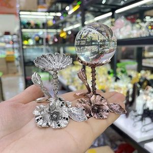 Jewelry Pouches Metal Style Lotus Flower Props Display Stand Glass Sphere Base Egg Support Crystal Ball Holder