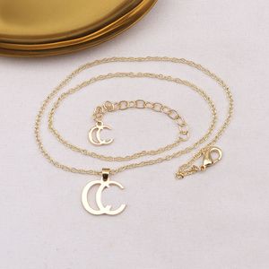 20Style Designer Märke Double Letter Pendant Halsband kedja enkel stil tröja halsband för mode kvinnor bröllop gåva smycken tillbehör