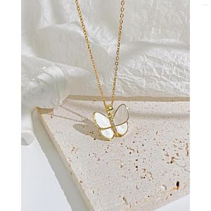 Anhänger Halsketten KouCh Romantic Big Butterfly Charms für Frau Edelstahl Collier Shell Y2k Fairy Grunge Design Collie