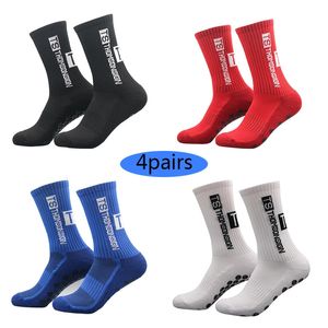 Sportsocken 4 Paar Style TS Fußballsocken Runde Silikon-Saugnapf-Griff Anti-Rutsch-Fußballsocken Sport Männer Frauen Baseballsocken 231113