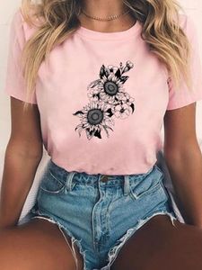 Damskie koszule damskie wydrukowanie koszulki damskie ubranie moda kwiat Sweet Teks w stylu lat 90.