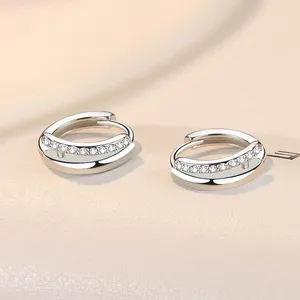 Creolen KOFSAC 2023 Eine Reihe Zirkon Ohrschnalle Für Frauen Koreanische 925 Sterling Silber Schmuck Glamourös Geometrisch