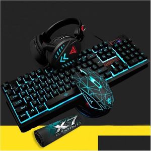 Keyboard Mouse Combos Optical Gaming Headband And Pad 4 Pieces A Kit Backlit Cosmic Illuminouse Breathing Lights Gamers Drop Deliver Dhkly