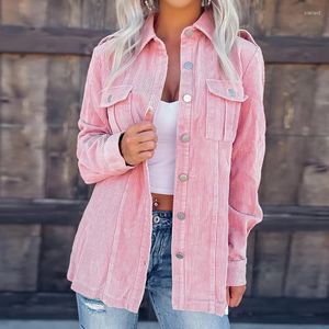 Women's Jackets Lady Lapel Long Sleeve Street Outwear Vintage Corduroy Loose Solid Color Women Jacket Autumn Harajuku Single Breasted Coat