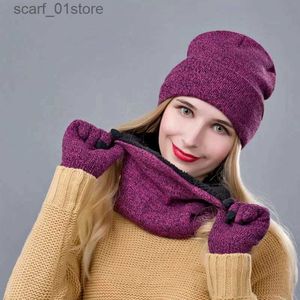 Hats Scarves Sets Plus Velvet Scarf Hat G Sets Warm Hats Touch Screen Gs Hat Beanie Women Gs Set Beanies Gorras Hombre Bonnet Cs MenL231113