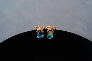 Brincos pendurados JHY sólido 18k ouro natureza 0,75ct moonstone studs para mulheres joias finas presentes de aniversário