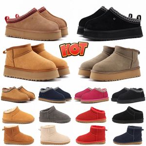 5 cm plattformshöjd kvinnor klassisk ugglie ultra mini boot australisk vinter snö designer uggss tasman tazz päls stövlar tofflor ankel sherpa tröja låt 26J9#