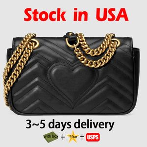 디자이너 가방 Marmont 숄더백 여성 가죽 핸드백 체인 심장 크로스 바디 가방 고급 핸드백 박스 로컬 창고 새로 검은 지갑