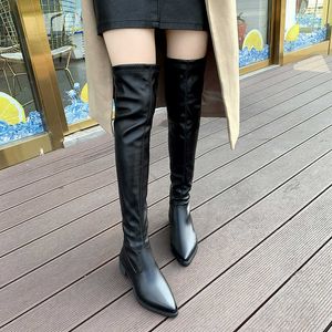 Botas Gladiator Motorcycles Over the Knee High Boots Women 2022 Inverno Nova plataforma Chelsea Sapatos femininos Designer de neve Botas AA230412