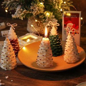 Kokulu mum Noel mumlar ev dekorasyon süsleri aromatik mumlar yeni yıl dekorasyon evi beyaz Noel ağacı mum masa dekor p230412
