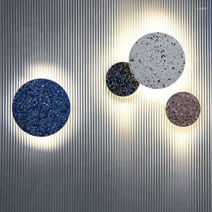 Wall Lamp Interior Modern Disc Shaped Terrazzo Nordic Style Indoor Mount Light Living Room Bedroom Ceramic LED Sconce Decoration