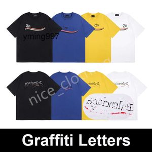 S-xxl Balecoigaly Baleencigaly Women Short Neck T Shirt Graffiti Letters Tees Luksusowe marki Rękawy Letnie miłośnicy Designer Top Crew Mens Ubranie odzieży