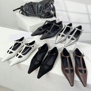 A linha plana de alta qualidade dedos apontados pele de carneiro Mary Jane sapatos mocassins mulheres ballet sandália designer de luxo sapatos de fábrica calçados 69LP