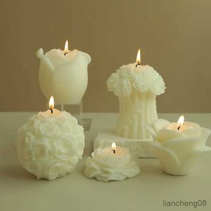 Świece białe kwiaty Świece Świece Dekorowanie stolika dekoracyjny centralny element pachnące świece wystrój domu aromatyczne świece prezent świece r231113