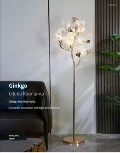 Zemin lambaları nordic ginkgo yaprağı modern oturma odası romantik gece ışık yatak odası başucu kanepe ayakta kapalı aydınlatma fikstürü