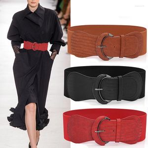 Belts 2023 Chic Design Wide Womens Ladies Faux Leather Stretch Elastic Pin Buckle Cinch Waist Dress Decorate