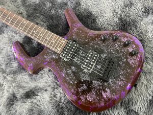 China guitarra elétrica hardware preto cor roxa corpo de mogno e pescoço 6 cordas instrumento musical