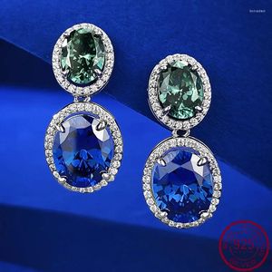 Orecchini a bottone 2023 S925 Argento 8 10 Tanzanite ovale Diamante verde Vendita diretta in fabbrica semplice e grande