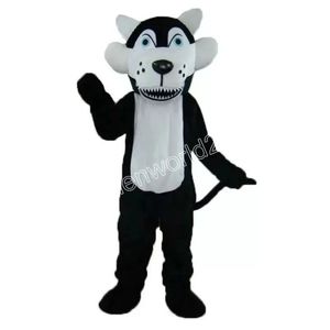 Costume da mascotte di lupo di peluche nero di Halloween, costume da personaggio dei cartoni animati, completo per adulti, compleanno, Natale, carnevale, vestito operato per uomo donna