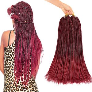 Senegalese Twist Hair Crochet Braids Burgunder Farbe 30 Ständer Synthetische Senegalese Twist Braiding Hair Extensions für schwarze Frauen