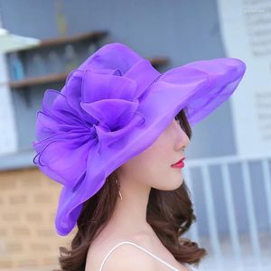 Wide Brim Hats Summer Lady Hat British Style Fashion Foreign Large Sun Foldable Visor Protection Net Top