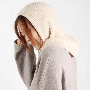 Beanieskullキャップラビットヘアニットスカーフフードハット女性カシミアビーニーウォーム冬ユニセックスバラクラバビブスキーアウトドアウールボンネット卸売231113