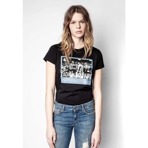 23 verão camiseta feminina zadig voltaire figura foto camisas impressas algodão manga curta camiseta