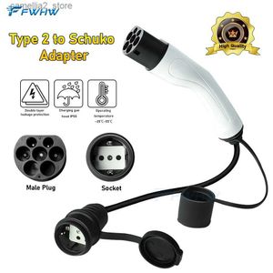 Electric Vehicle Accessories FWHW 16A Type2 till Schuko Adapter för elektriska skoter E-cyklar EV PHEV CAR Typ 2 Manlig AC-adapter till European Standard Socket Q231113