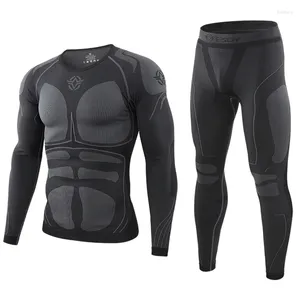 Intimo termico da uomo Senza cuciture Aderente Tattico Uomo Sport all'aria aperta Funzione Traspirante Allenamento Ciclismo Thermo Long Johns