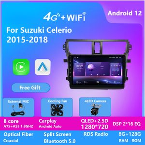 128G Android Car Video Radio Player för Suzuki Celerio 2015-2018 Autoradio 10 tum Stereo GPS WiFi Bluetooth Pekskärm MP5 Androidauto